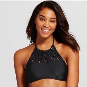 Xhilaration High Neck Crochet Bikini Top - D/DD